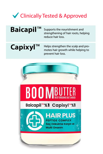 BOOM BUTTER Plus Hair Oil – Anti-Hair Loss Care with 1% Baicapil + 1% Capixyl – 190ML