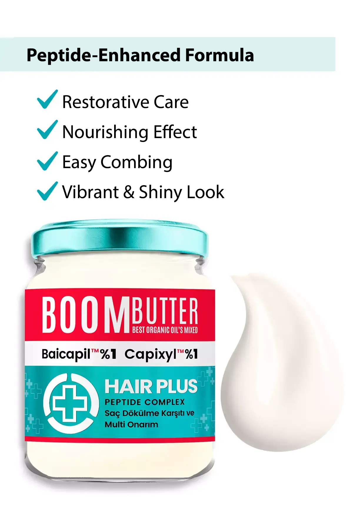 BOOM BUTTER Plus Hair Oil – Anti-Hair Loss Care with 1% Baicapil + 1% Capixyl – 190ML
